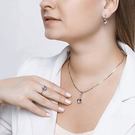 Серьги SOKOLOV - Серебро 925, Синтетический ситалл , Фианит (арт. 92021924)