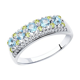 Кольцо SOKOLOV - Серебро 925, Топаз, Фианит (арт. 92012018)