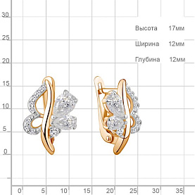 Серьги Аквамарин - Серебро 925, Фианит (арт. 400234А.6)