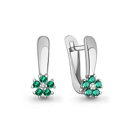 Серьги Аквамарин - Серебро 925, Синтетический изумруд (арт. 400558Г.5)