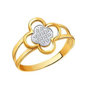 Кольцо Атолл - Золото 585, Фианит (арт. 11081)