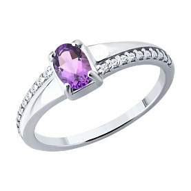 Кольцо SOKOLOV - Серебро 925, Аметист, Фианит (арт. 92014859)