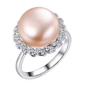 Кольцо FRESH - Серебро 925, Жемчуг культивированный, Фианит (арт. PI-R02300-X-W-PNP-X-W)