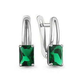 Серьги Аквамарин - Серебро 925, Синтетический изумруд (арт. 400567П.5)