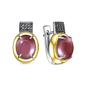 Серьги Кабаровских - Серебро 925, Улексит, Фианит (арт. 12-803-24481)