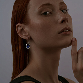 Серьги SOKOLOV - Серебро 925, Синтетический сапфир , Фианит (арт. 88020069)