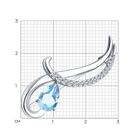 Брошь Diamant - Серебро 925, Топаз, Фианит (арт. 94-340-01053-1)