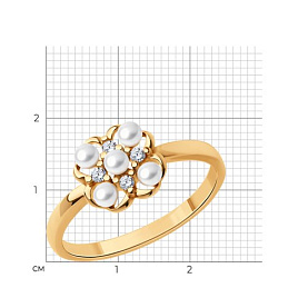 Кольцо SOKOLOV - Серебро 925, Жемчуг культивированный, Фианит (арт. 92014279)