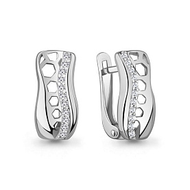 Серьги Аквамарин - Серебро 925, Фианит (арт. 400982А.5)