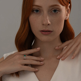 Кольцо SOKOLOV - Серебро 925, Синтетический изумруд (арт. 82010010)