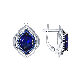 Серьги SOKOLOV - Серебро 925, Синтетический сапфир , Фианит (арт. 88020036)