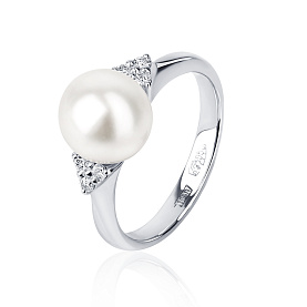 Кольцо Platinum Lab. - Платина 950, Жемчуг культивированный, Бриллиант (арт. ПК-212-01)
