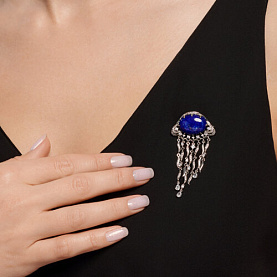 Брошь SOKOLOV - Серебро 925, Ляпис, Фианит (арт. 83040039)