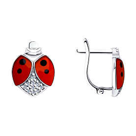 Серьги SOKOLOV - Серебро 925, Фианит, Эмаль (арт. 94023594)