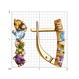 Серьги Diamant - Золото 585, Аметист, Топаз, Фианит, Хризолит, Цитрин (арт. 51-320-02408-1)
