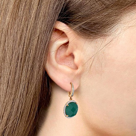 Серьги Аквамарин - Серебро 925, Агат, Фианит (арт. 4436409А.6)