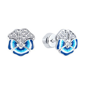 Серьги SOKOLOV - Серебро 925, Фианит, Эмаль (арт. 94027079)