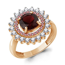 Кольцо Аквамарин - Серебро 925, Синтетический гранат, Синтетический турмалин, Фианит (арт. 65020685АВ.6)