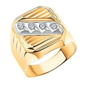 Кольцо Атолл - Золото 585, Фианит (арт. 4140а)