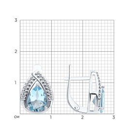 Серьги SOKOLOV - Серебро 925, Топаз, Фианит (арт. 92023141)