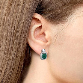 Серьги Аквамарин - Серебро 925, Агат, Фианит (арт. 45009909А.5)