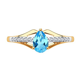 Кольцо SOKOLOV - Золото 375, Топаз, Фианит (арт. 37715613)