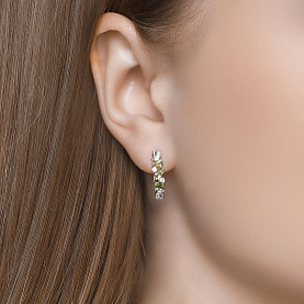 Серьги SOKOLOV - Серебро 925, Фианит, Хризолит (арт. 92021780)