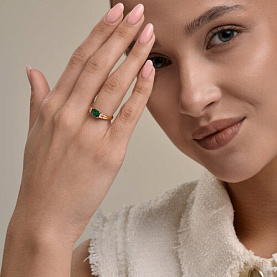 Кольцо SOKOLOV - Золото 585, Сапфир, Синтетический изумруд (арт. 717332)