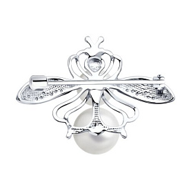 Брошь SOKOLOV - Серебро 925, Жемчуг имитация, Фианит (арт. 94040297)