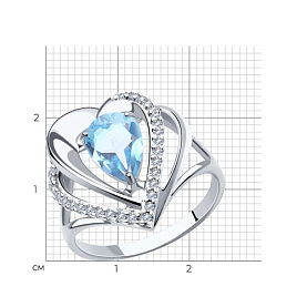 Кольцо Diamant - Серебро 925, Топаз, Фианит (арт. 94-310-00545-2)