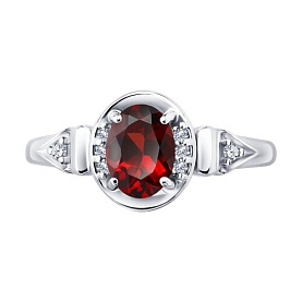 Кольцо SOKOLOV - Серебро 925, Гранат, Фианит (арт. 92014884)