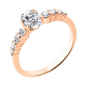 Кольцо Аквамарин - Серебро 925, Фианит (арт. 68351А.6)