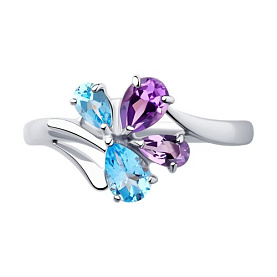 Кольцо SOKOLOV - Серебро 925, Аметист, Топаз (арт. 92011825)