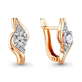 Серьги Аквамарин - Золото 585, Фианит (арт. 46804А.1)