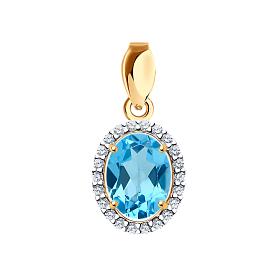 Подвеска SOKOLOV - Золото 585, Топаз swiss, Фианит (арт. 731657)