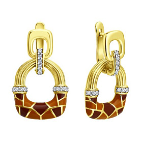 Серьги Diamant - Серебро 925, Фианит, Эмаль (арт. 93-121-00065-1)