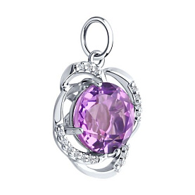Подвеска Diamant - Серебро 925, Аметист, Фианит (арт. 94-330-01920-1)