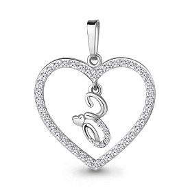 Подвеска Аквамарин - Серебро 925, Фианит (арт. 24689А.5)