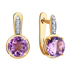 Серьги SOKOLOV - Серебро 925, Аметист, Фианит (арт. 92023158)