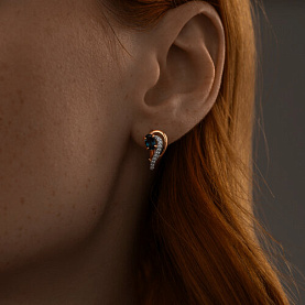 Серьги SOKOLOV - Серебро 925, Топаз лондон, Фианит (арт. 92022772)