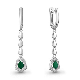 Серьги Аквамарин - Серебро 925, Агат, Фианит (арт. 45016809А.5)