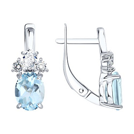 Серьги SOKOLOV - Серебро 925, Топаз, Фианит (арт. 92023197)