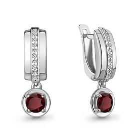 Серьги Аквамарин - Серебро 925, Гранат, Фианит (арт. 4321803А.5)
