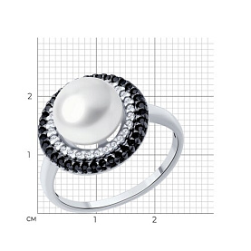 Кольцо Diamant - Серебро 925, Жемчуг культивированный, Фианит, Шпинель (арт. 94-310-01918-1)