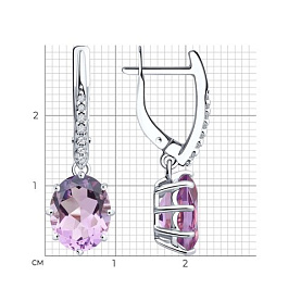 Серьги Diamant - Серебро 925, Аметист, Фианит (арт. 94-321-02054-3)