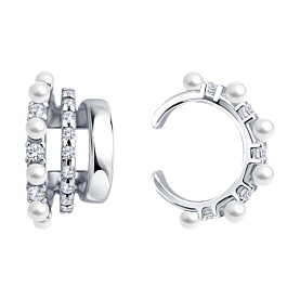 Серьга SOKOLOV - Серебро 925, Жемчуг культивированный, Фианит (арт. 92170004)