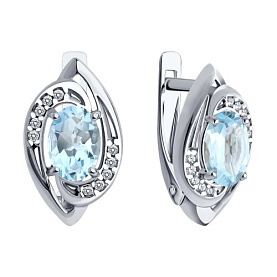 Серьги Diamant - Серебро 925, Топаз, Фианит (арт. 94-320-02685-2)