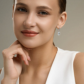 Серьги SOKOLOV - Серебро 925, Топаз, Фианит (арт. 92023243)