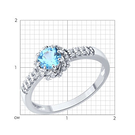 Кольцо SOKOLOV - Серебро 925, Топаз, Фианит (арт. 92014648)