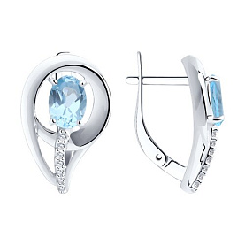 Серьги Diamant - Серебро 925, Топаз, Фианит (арт. 94-320-00551-1)